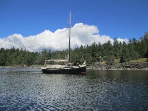 NIYAH anchored at Smugglers' Cove, British Columbia.